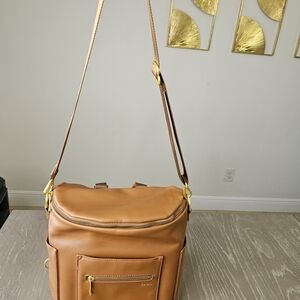 Fawn Design Mini Diaper Bag Backpack Brown Vegan Leather Gold Hardware